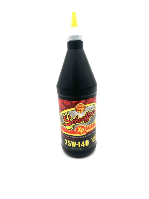 77 Cycles Schaeffer's 75w-140 Full Synthetic Gear Lube Transmission use: For use in Harley-Davidson V-Twin transmissions and aftermarket 5-speed & 6-speed separate transmission applications. Differential use: For use in any differential specifying SAE 75w-140.  Not for use in Harley-Davidson sportsters or combined engine/transmission sumps. Improves transmission shifting  Reduces operating temperatures  Enhanced protection against corrosion Engineered with Micron Moly to reduce friction and wear  Contains the proper additive system to function and lubricate limited slip, positraction, and high offset hypoid gear Meets and exceeds API service classification